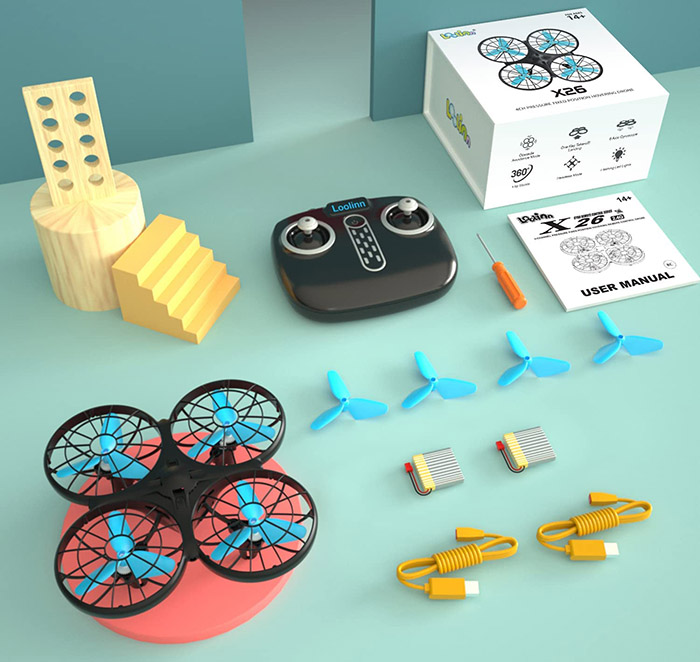 test-loolinn--drone-pour-enfant-cadeau--mini-drone-telecommande-avec-technologie-anticollision-automatique